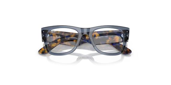 عینک طبی ری بن مدل مگا ویفرر جدید فریم کائوچویی به رنگ های قهوه ای و آبی و زرد هاوانا - عکس از زاویه بسته