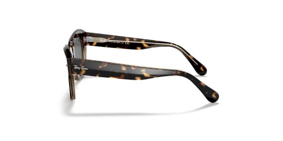 عینک آفتابی ویفرر کائوچویی ری بن مدل استریت فریم کائوچویی قهوه ای هاوانا براق به همراه عدسی خاکستری - عکس از زاویه کنار