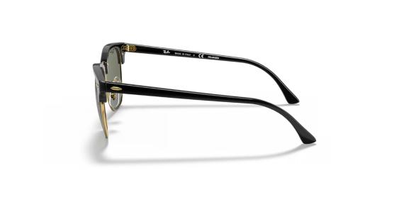 عینک آفتابی پلاریزه کلاب مستر کلاسیک ری بن فریم مشکی طلایی به همراه عدسی سبز - عکس از زاویه کنار