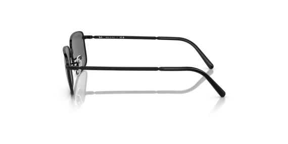 عینک آفتابی مستطیلی ری بن فریم فلزی مشکی براق به همراه عدسی دودی - عکس از زاویه کنار