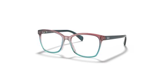 عینک طبی ری بن فریم پروانه جنس استات دو رنگ بالا طرابی پایین آبی - عکس از زاویه سه رخ