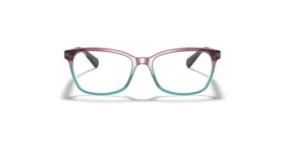 عینک طبی ری بن فریم پروانه جنس استات دو رنگ بالا شرابی شفاف پایین آبی - عکس از زاویه روبرو