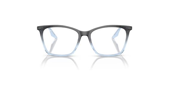 عینک طبی زنانه ری بن فریم کائوچویی استات گربه ای رنگ آبی تیره و آبی روشن شفاف - عکس از زاویه روبرو
