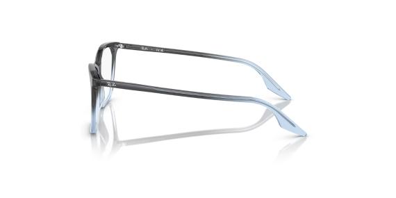 عینک طبی زنانه ری بن فریم کائوچویی استات گربه ای رنگ آبی تیره و آبی روشن شفاف - عکس از زاویه کنار