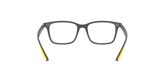 عینک طبی ری بن فریم کائوچویی ویفرر رنگ طوسی مات با نقطه های زرد رنگ - عکس از زاویه داخل فریم 