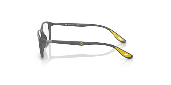 عینک طبی ری بن فریم کائوچویی مستطیلی طوسی مات و لکه های زرد - عکس از زاویه کنار
