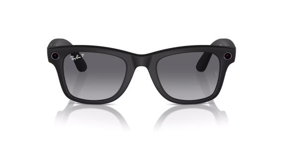 عینک آفتابی هوشمند ری بن متا مدل ویفرر فریم مشکی مات به همراه عدسی خاکستری روشن - عکس از زاویه روبرو