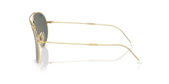 عینک آفتابی ری بن ریورس فریم خلبانی فلزی طلایی براق به همراه عدسی سبز - عکس از زاویه کنار