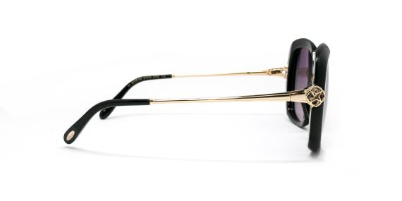 عینک آفتابی شوپارد فریم کائوچویی پروانه ای رنگ مشکی با دسته های نگین کاری شده - عکس از زاویه کنار