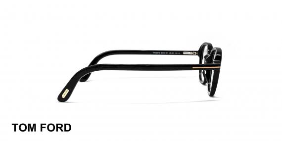 عینک طبی چندضلعی بلوکنترل تام‌فورد با بدنه مشکی - نیم‌رخ