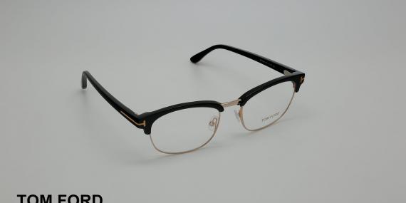 عینک طبی کلاب مستری تام فورد - مشکی طلایی - Tom Ford - عکاسی وحدت - زاویه سه رخ