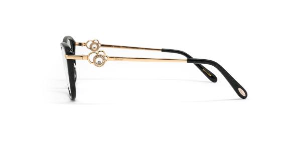 عینک طبی کائوچویی حدقه مشکی دسته طلایی Chopard - عکاسی وحدت - زاویه کنار
