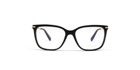 عینک طبی کائوچویی فلزی شوپارد- بدنه مشکی دسته فلزی طلایی - زاویه روبرو