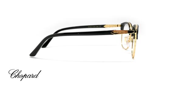 عینک طبی کلاب‌مستر شوپارد با روکش طلا - Chopard VCHG59 -با بدنه مشکی و طلایی -زاویه نیم‌رخ