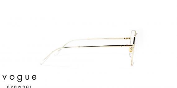 عینک طبی فلزی وگ فریم مربعی رنگ طلایی - عکاسی وحدت - عکس از زاویه کنار