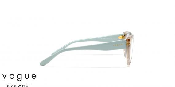 عینک طبی کائوچویی زنانه وگ فریم گربه ای رنگ رزگلد - عکاسی وحدت - عکس از زاویه کنار