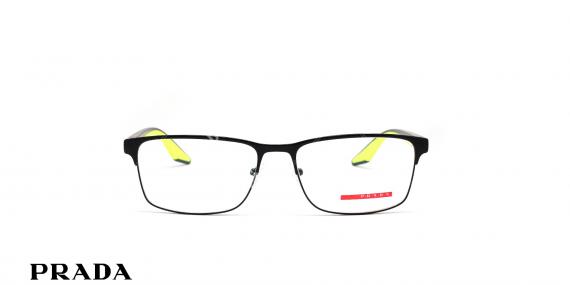 عینک طبی مردانه فریم فلزی مستطیل رنگ مشکی پرادا - عکاسی وحدت - زاویه رو به رو