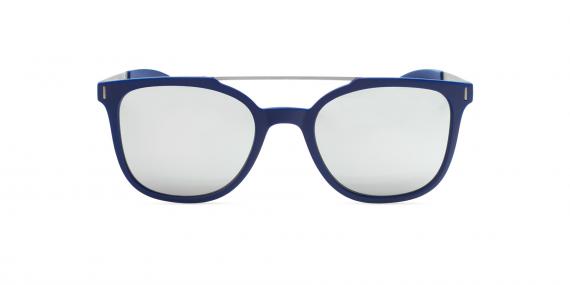 عینک آفتابی مربعی زینیا با بدنه فلزی کائوچویی و رنگ نقره ای سرمه ای عدسی آینه اس  - عکاسی توسط عینک وحدت - زاویه ی روبه رو