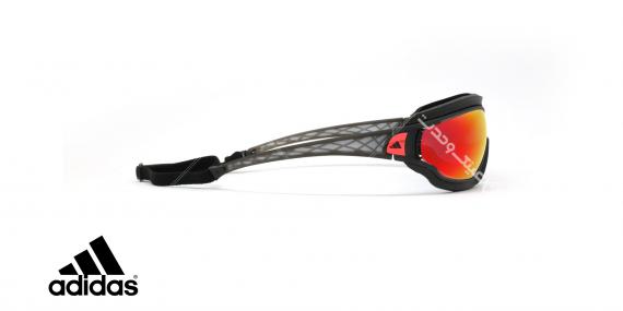 عینک آفتابی ورزشی adidas - مدل Tycane Pro Outdoor - رنگ مشکی - عدسی قرمز جیوه ای - عکاسی وحدت - زاویه کنار