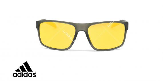 عینک آفتابی ورزشی آدیداس مدل whipstart - رنگ زرد مات با عدسی های طلایی جیوه ای - عکاسی وحدت - زاویه رو به رو