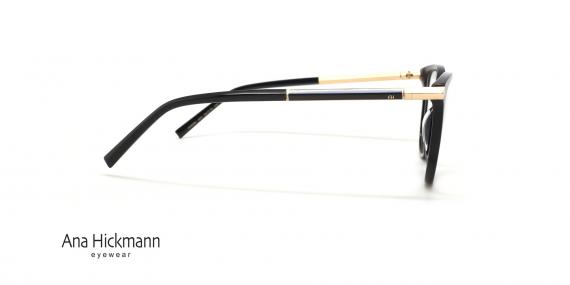 عینک طبی کائوچویی دسته دو رو مشکی رنگ آناهیکمن - عکاسی عینک وحدت - زاویه کنار