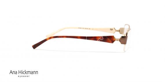 عینک طبی زیرگریف آناهیکمن - دسته دو رو - رنگ قهوه ای و رنگ شیری - عکاسی وحدت - زاویه کنار