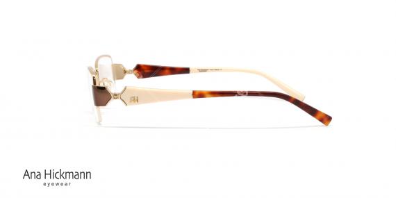عینک طبی زیرگریف آناهیکمن - دسته دو رو - رنگ قهوه ای و رنگ شیری - عکاسی وحدت - زاویه کنار