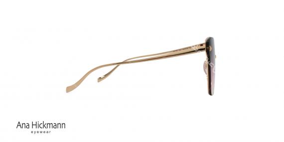 عینک آفتابی آناهیکمن طرح گربه ای - دسته طلایی فلزی - بدنه جلو و عدسی شرابی رنگ - عکاسی وحدت - زاویه کنار