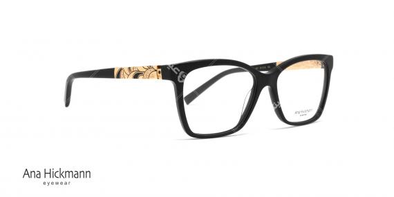 عینک طبی بیضی گوشه دار آناهیکمن - دسته دو رو - رنگ مشکی - عکاسی وحدت - زاویه سه رخ