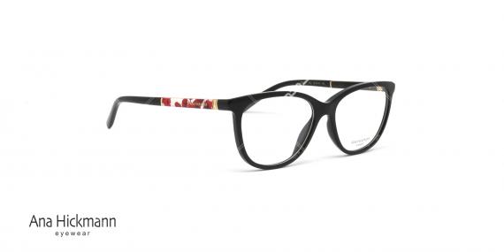 عینک طبی آناهیکمن - مشکی با گل قرمز - دو رو  - عکاسی وحدت - زاویه سه رخ