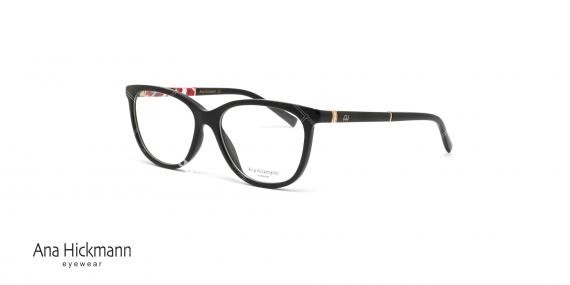عینک طبی آناهیکمن - مشکی با گل قرمز - دو رو  - عکاسی وحدت - زاویه سه رخ