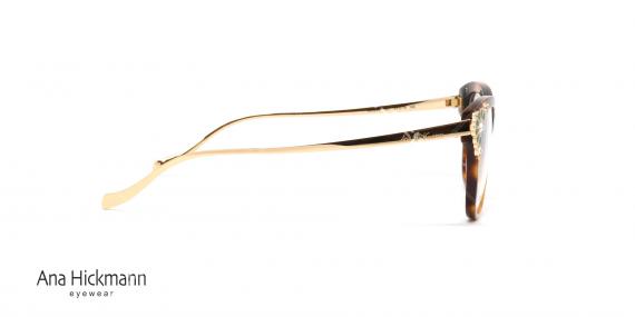 عینک طبی آناهیکمن - سری تولید محدود limited Edition - بدنه قهوه ای نگین کاری سبز - عکاسی وحدت - زاویه کنار