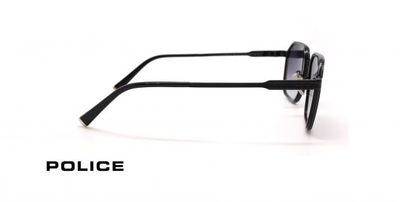 عینک آفتابی مربعی فلزی پلیس سری لوییسش همیلتون فریم مشکی عدسی سورمه ای - عکس از زاویه کنار