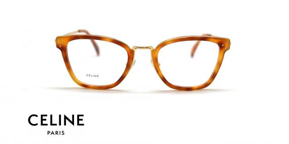 عینک طبی گربه ای دسته فلزی طلایی celine - عکاسی عینک وحدت - زاویه روبرو