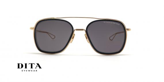 عینک آفتابی سیستم وان دیتا - رنگ طلایی - مشکی بدنه تیتانیوم - زاویه روبرو