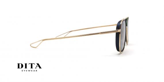 عینک آفتابی سیستم وان دیتا - رنگ طلایی - مشکی بدنه تیتانیوم - زاویه کنار