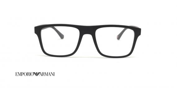 عینک طبی رویه دار آرمانی - مستطیل شکل - رنگ مشکی زرشکی - عکس زاویه روبرو عینک طبی