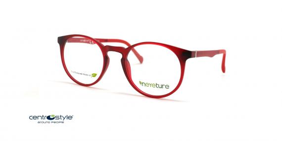 عینک طبی گرد کائوچویی رویه دار قرمز سنترواستایل - عکس از زاویه سه رخ