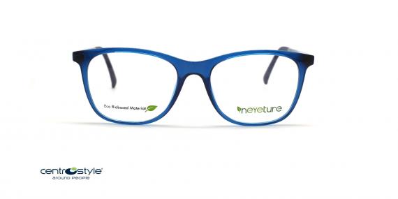 عینک طبی رویه دار سنترواستایل فریم مربعی کائوچویی آبی - عکس از زاویه روبرو