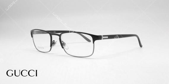 عینک طبی فلزی کائچویی گوچی - رنگ مشکی - عکاسی وحدت - زاویه سه رخ