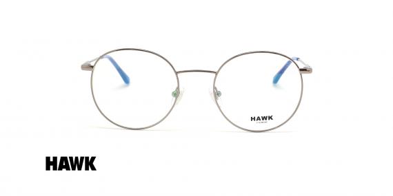 عینک طبی گرد فلزی هاوک فریم نقره ای - عکس از زاویه روبرو