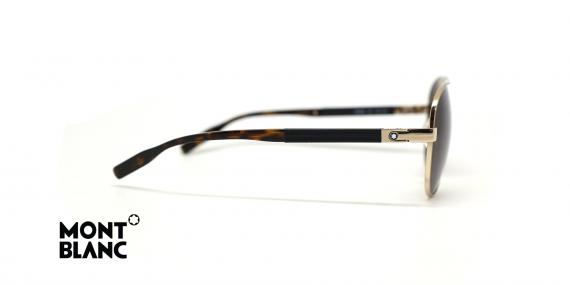 عینک آفتابی مون بلان طرح خلبانی دسته کائوچویی کربنی فلزی طلایی - زاویه کنار