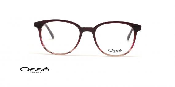 عینک طبی مربعی کائوچویی اوسه فریم بنفش هاوانا - عکس از زاویه روبرو