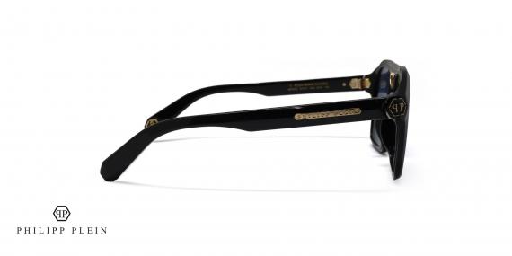 عینک آفتابی خلبانی مردانه فیلیپ پلین با بدنه استات مشکی و عدیب آبی -نیم‌رخ