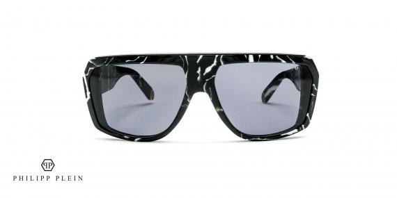 عینک آفتابی فیلیپ پلین با طراحی خاص سنگ مرمر با بدنه استات - روبرو