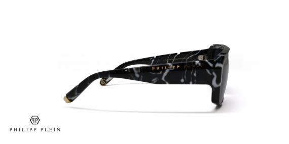 عینک آفتابی فیلیپ پلین با طراحی خاص سنگ مرمر با بدنه استات - نیم‌رخ