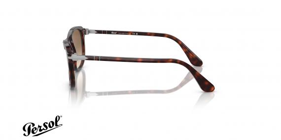 عینک آفتابی پرسول فریم استات مربعی قهوه ای هاوانا همراه عدسی قهوه ای طیف دار - عکس از زاویه کنار