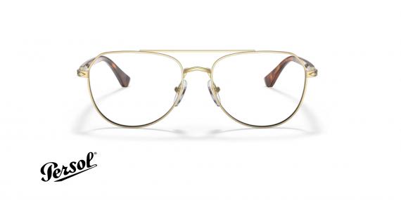 عینک طبی فلزی پرسول فریم خلبانی دو پل رنگ طلایی - عکس از زاویه روبرو