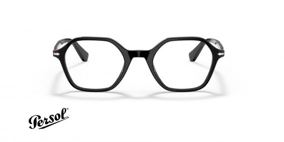 عینک طبی کائوچویی چند ضلعی پرسول رنگ قهوه ای مشکی - عکس زاویه روبرو
