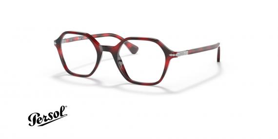 عینک طبی کائوچی چندضلعی پرسول - رنگ قرمز هاوانا - عکس زاویه سه رخ